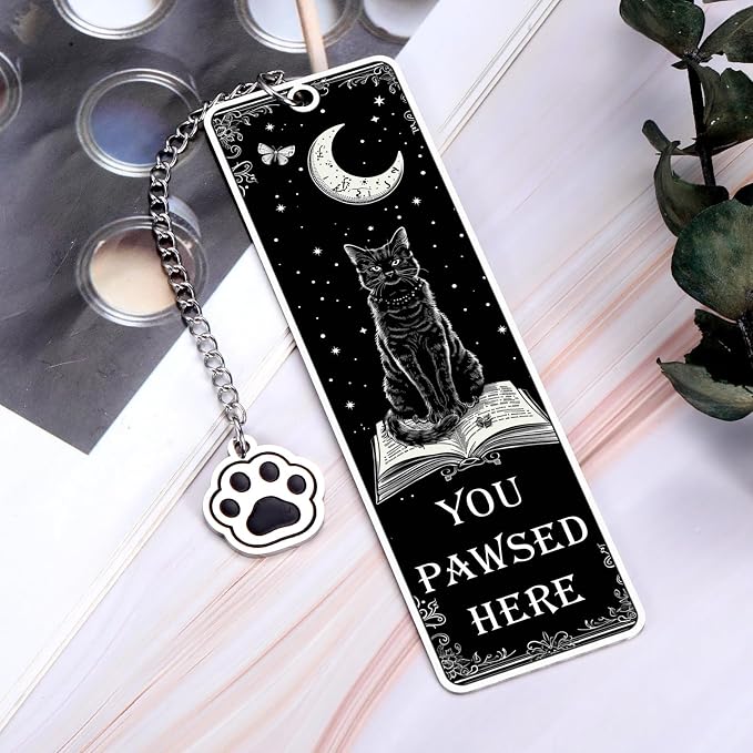 Cat Bookmarks for Book Lovers, Fathers Day Cat Lover Gifts for Men Women Readers, Black Cat Basket Halloween Boo Basket Stuffers, Cats Themed Gifts Mom Dad Cute Bookmarks Book Accessories Bookish Gift