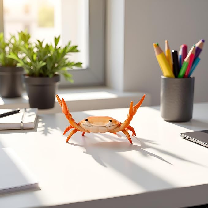 2Pcs Red Creative Crab Pen Holder Weightlifting Crabs Pen Stand Storage Rack, Office Desktop Decoration, Pencil Holders Desk Supplies Holders and Dispensers, Desk Accessories and Workspace Organizers