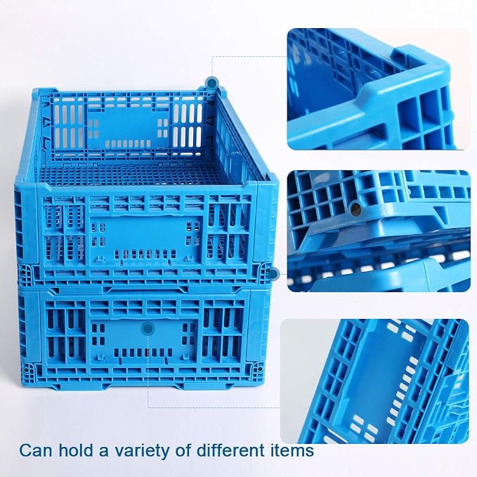 Collapsible Storage Bin Containe， 52 Liter Transfer box,crate Transit storage of various items (23.6" L x 15.7" W x 8.6" H-two)