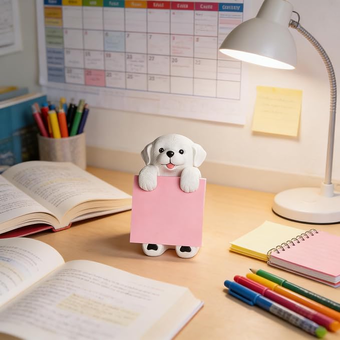 Dog Pop-Up Sticky Note Dispenser with 100 Sheets 3 x 3 Inch Notes, Handmade Resin Dog Desk Decor for Office, Home & Classroom, Gift for Teachers & Coworkers