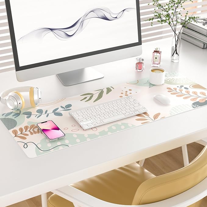 Colorful Star Minimalist Large Mouse Pad, Abstract Botanical Waterproof Desk Mat, Boho Computer Gaming Mouse Pad, XL Full Desk Mousepad Non Slip Writing Pad for School Office Home 31.5" x 11.8"