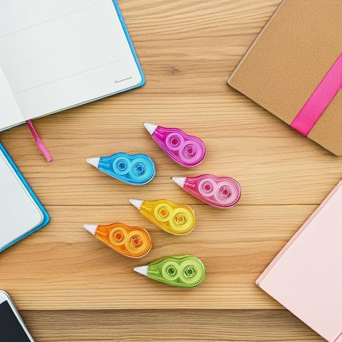 HANABASS 6pcs Correction Tape Set 12m Large Capacity Convenient Student Supply Colored Stationery for School and Office Use Random Color