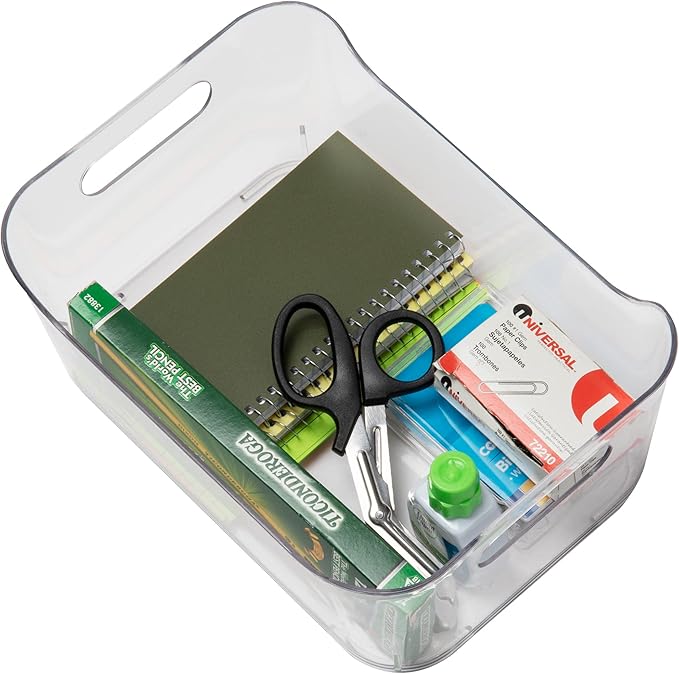 Mind Reader Desk Supplies Office Supplies Organizer, 4 Pack, 8.85" x 6" x 4", Clear