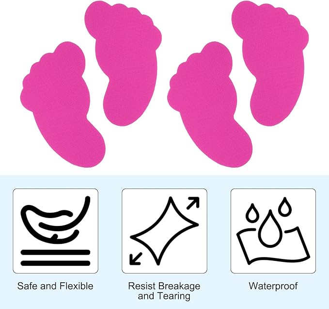 PATIKIL Foot Shaped Carpet Markers, 72pcs (36pairs) Nylon Floor Spots Markers Colorful Hook and Loop Marker Dots for Classroom Teacher Supplies, Pink