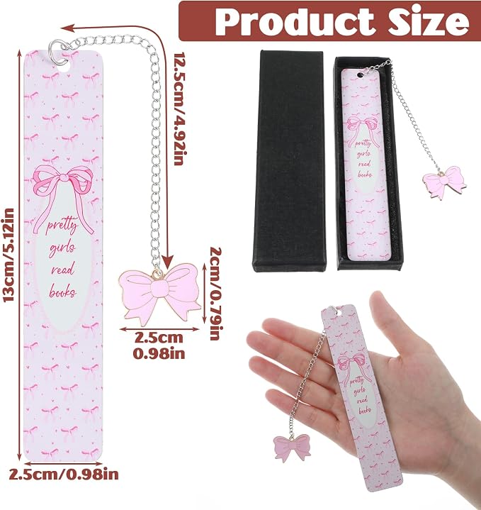 Bow Metal Bookmark Gift, Pink Bookmarks for Women, Metal Book Marks for Reading Book Lovers Gifts Books Club Gifts Birthday Christmas School Office Supplies (Pink)