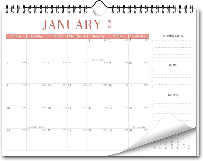 Aesthetic Wall Calendar 2026, 18 Monthly Horizontal Calendar January 2026 to June 2027, 14.5" x 11.5" Modern Wall Hanging Calendar for School, Home, Office for Monthly Organizing & Planning
