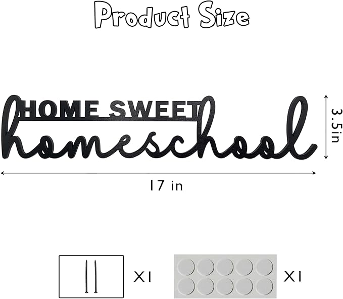 Home Sweet Homeschool Decor Wall Sign Wood Homeschool Room Decor Words Kindergarten Homeschool Supplies Classroom Decorations Preschool Wall Decor for Toddlers Gift for Boys Girls Kids Wall Decor (B)
