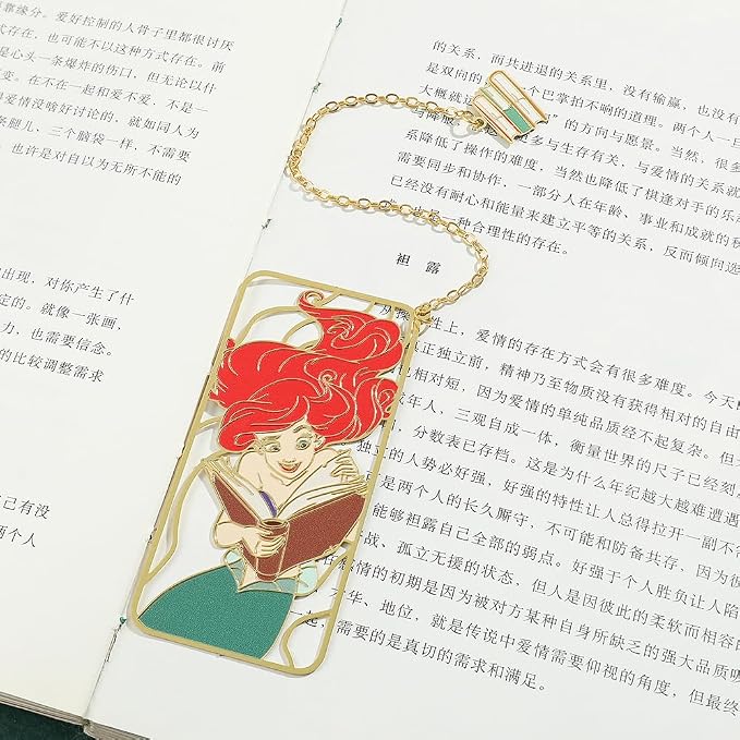 Cute Little Mermaid Anime Metal Book Mark -Metal Bookmarks Anime Fans Collection Accessories Reading Marker Gift for Book Lovers Women Girls Kids (Mermaids Read Book)