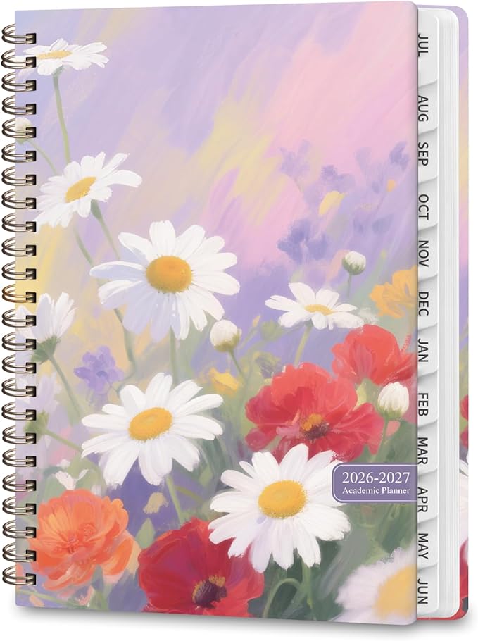Academic Planner 2026-2027, Weekly and Monthly Agenda Planner, Daily Calendar Planning Notebook (July 2026 - June 2028), School Teacher Student Supplies, Daisy Blooms