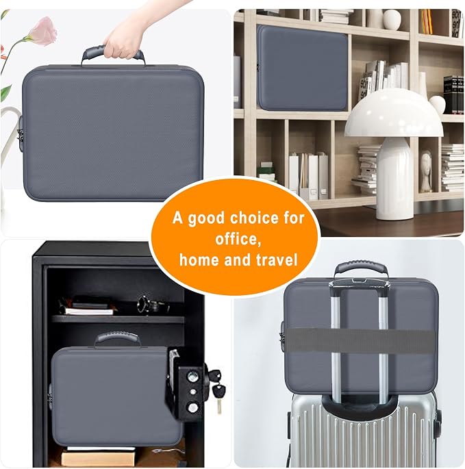 DocSafe 5200°F Document Organizer with Lock,Upgraded Heat Insulated Fireproof＆Waterproof Box 8 Layers File Organizer,Portable Home Travel Safe Storage for Important Documents, Files,Gray (Soft)