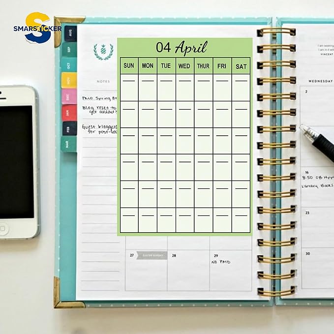 SMARSTICKER 12 Monthly Planner Date Page Sticker 3Open-Dated Monthly Planning Stickers 2026 Schedule Calendar Labels for Customizing Undated Planners, Calendar, Notebooks