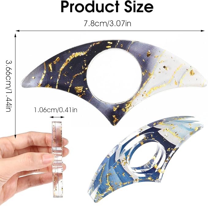 JIEYAO 2 Pcs Book Page Holder for Reading, Aesthetic Resin Thumb Ring Page Holder, Handmade Glittering Thumb Bookmark Personalized Reading Accessories Book Opener for Teachers Book Lovers(Blue)