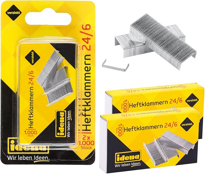 Idena 12091 Staples Size 24/6 Pack of 2 Galvanised