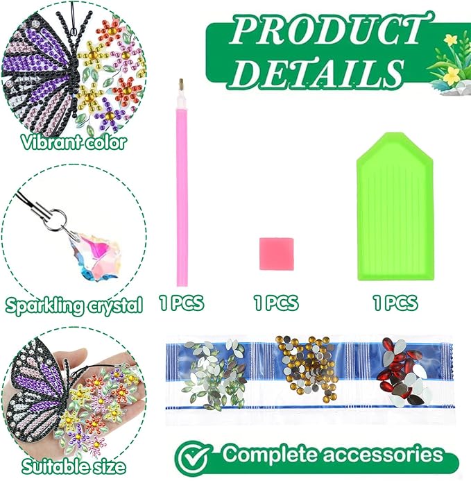 VI-FA 8 Pcs Butterfly 5D Diamond Painting Bookmarks, DIY Crystal Diamond Art Kit for Adults & Beginners, Book Marks for Book Lovers, Art Crafts Gift for Women Girls
