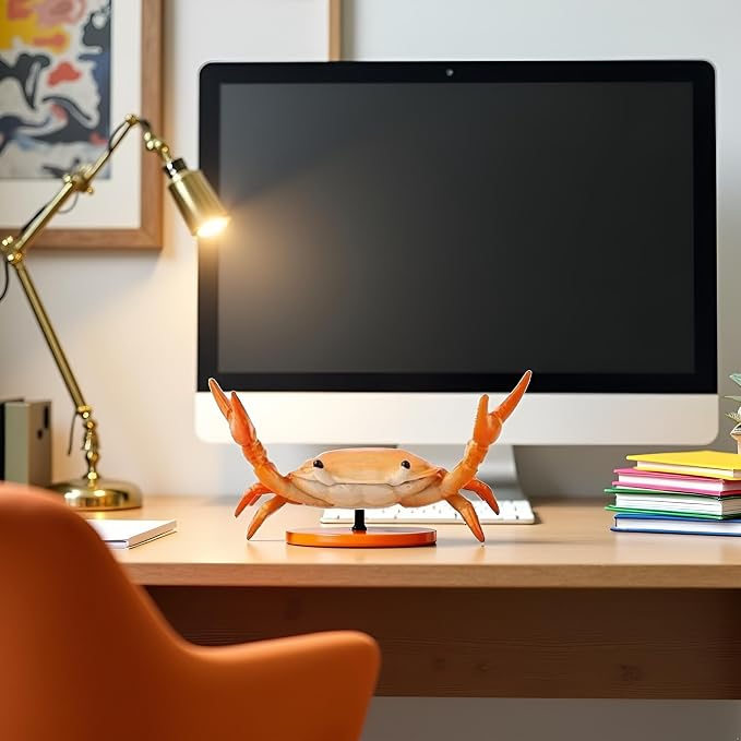 Orange Creative Crab Pen Holder Weightlifting Crabs Pen Stand Storage Rack, Office Desktop Decoration, Pencil Holders Desk Supplies Holders and Dispensers, Desk Accessories and Workspace Organizers