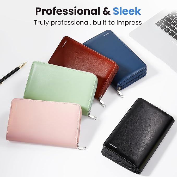 Sooez Zip-Enclosed Business Card Holder Organizer, Professional Credit Card Case Book for Women Men, 240 Capacity, Premium Vegan Leather Gift Card Organizer Storage, Business Card Wallet, Light Pink
