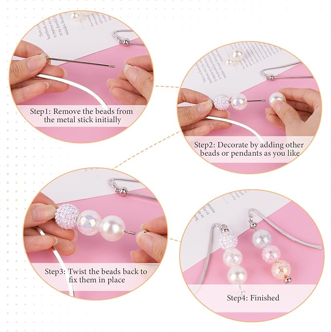 24 Pcs Beadable Bookmarks Bulk DIY Metal Blank Bookmarks to Decorate Beadable Items Beaded Craft Jewelry Bar Pendant Charm Gifts Office Supplies for Book Lover (Silver)