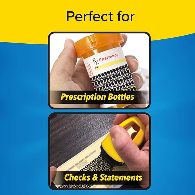 ID Police, AS-SEEN-ON-TV, Identity Theft Protection Stamp Roller, Fast, Easy, Mess-Free, Self-Inking, Just Roll To Hide Personal Info on Statements, Checks & More, Secures Your ID & Helps STOP thieves