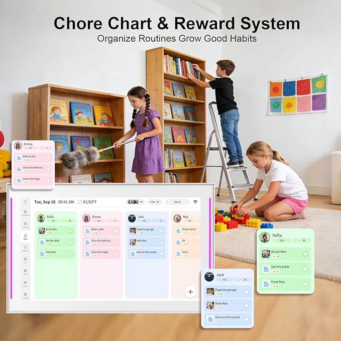 Akimart Calendar: 15.6 inch Wall Planner Digital Calendar & Chore Chart With LED Reminder, Smart Touchscreen Interactive Display for Family Schedules, Hearth Display Digital Calendar, Great for Organizing Your 2026 Year