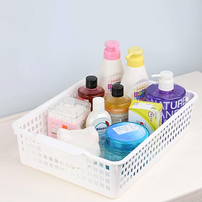 6-Pack Plastic Storage Trays Basket, Organization Basket Tray for Paper/File, White