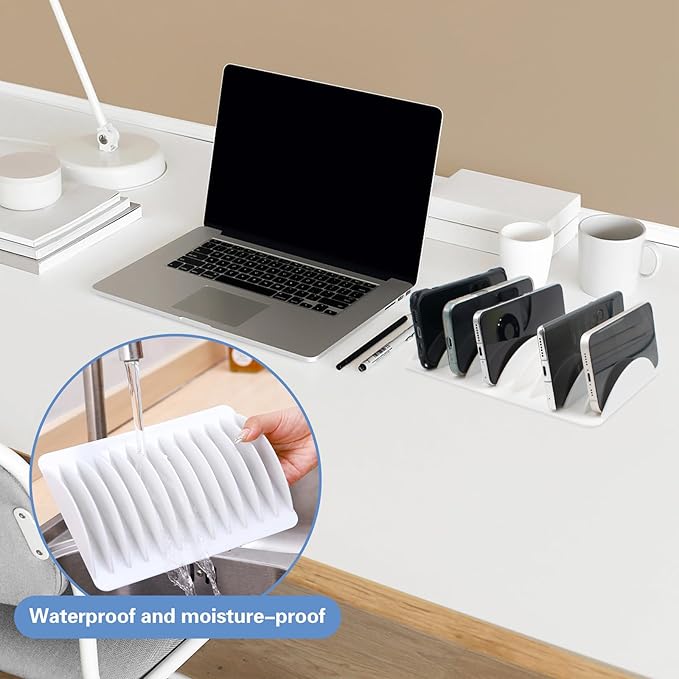 SnowTing 2 PCS Cell Phone Holder for Classroom, 24 Grids Multifunctional Desktop Phone Organizer for Office School Classroom, White