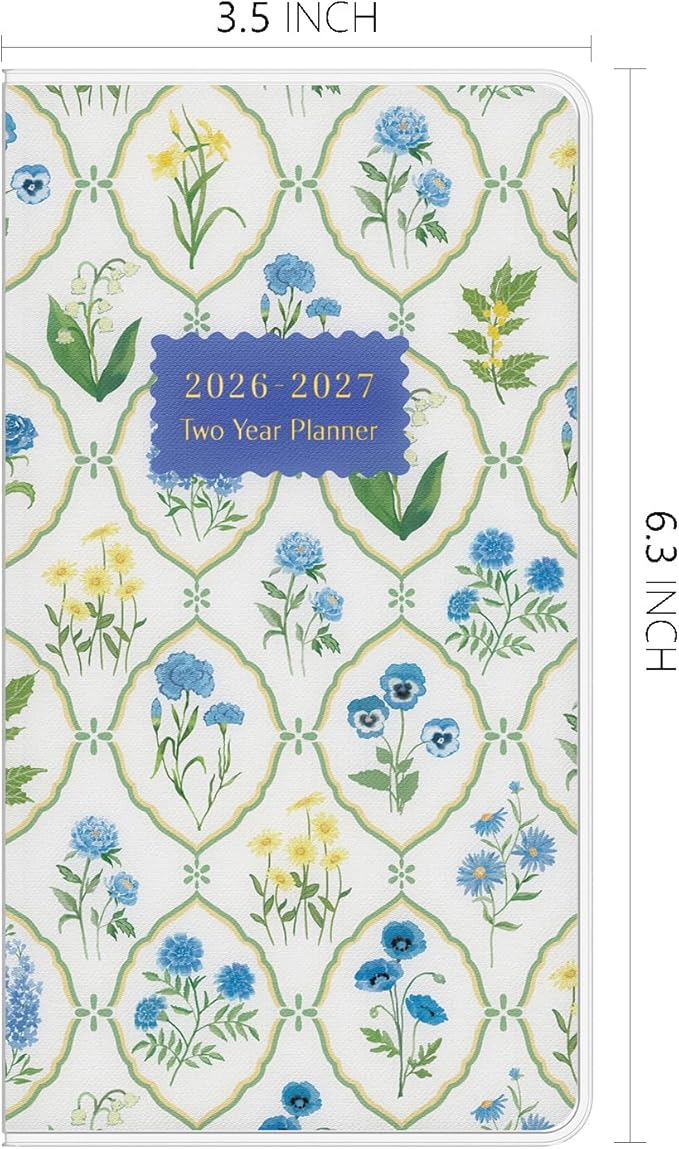 Pocket Calendar 2026-2027, Jotsome 2 Year Monthly Planner from Now to December 2027, 3.5"x6.4", Small Pocket Planner with PVC Cover for Purse, Multi