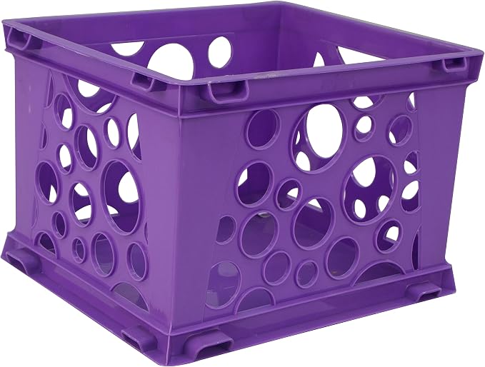Storex Premium File Crate with Handle Cutouts – Letter and Legal Document and Folder Storage, Classroom Purple, 1-Pack (61464A03C)