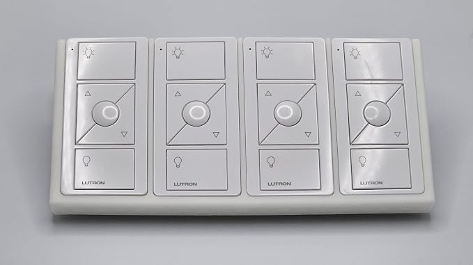 Remote Holder Organizer Pedestal Caddy compatible with Lutron Pico Remotes, Anti-Slip Feet, Holds 4 Remotes, White, Indoor Use Only