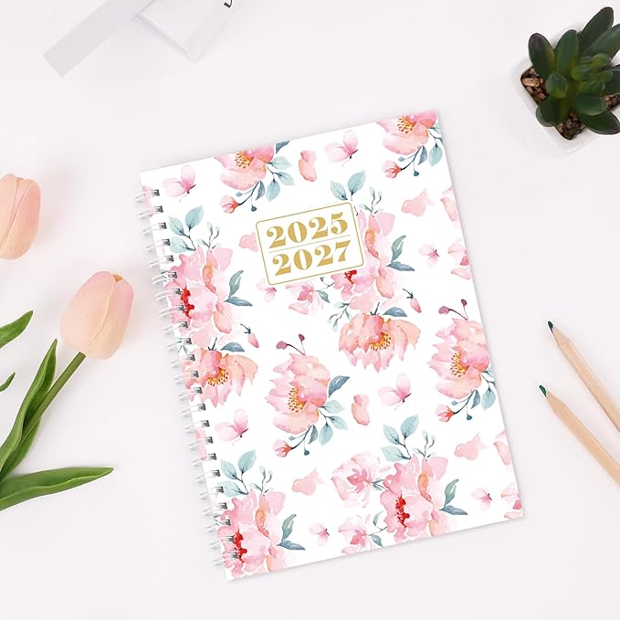 Monthly Planner 2025-2027, Monthly Calendar July 2025 - December 2027, A5 Planner 2025-2026 with Coil, 5.9'' x 8.4'', Perfect for Office School Supplies Organizing Planning - Pink
