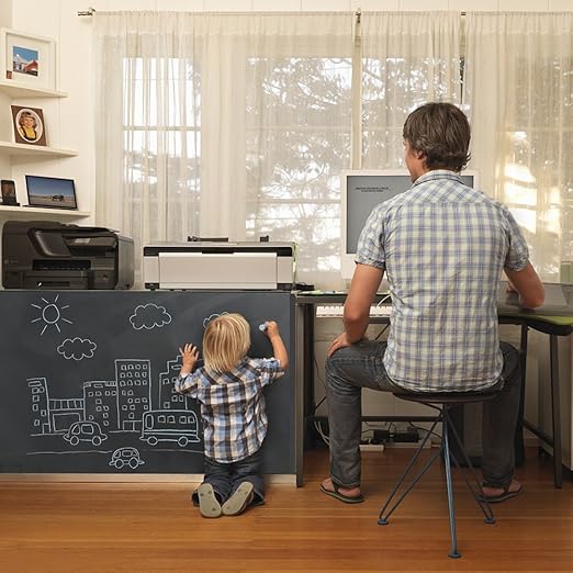 UnityStar Chalk Paper, 17.7" X 78.7" Adhesive Chalkboard Contact Paper Removable Wall Decal Stickers with 1 Liquid Chalk Marker & 5 Colors Chalks for Home Office School Blackboard Restaurant Menu