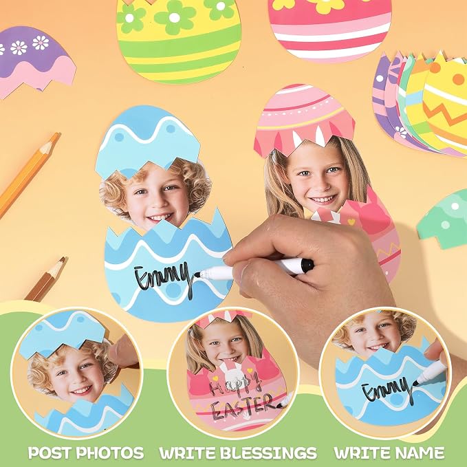 60 Set Easter Egg Cutouts Easter Bulletin Board Decoration Colorful Egg Shape DIY Photo Craft Cutouts Spring Theme Classroom Decor for Teacher Student Party School Classroom Home Chalkboard Wall Decor