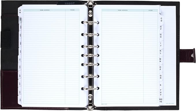 Day-Timer Framed Slim Leather Starter Set, Undated, 7 Ring, Desk Size, 5.5 x 8.5 Inches, Black or Burgundy - Color May Vary (45090)