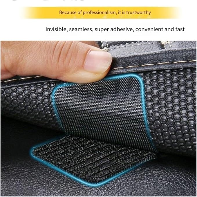 10PCS Invisible Car Mat Fastener Pads | Non-Slip Heat-Resistant Double-Sided Adhesive Hook & Loop Tape | Automotive Backed Adhesive Stickers for Secure Car Floor Mat Grip, Prevent Shifting(5x10cm)
