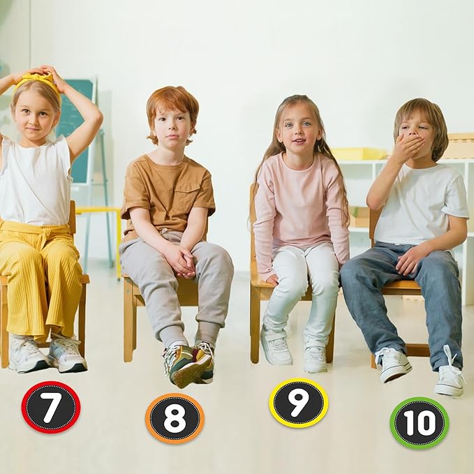 Number Spot Markers Stickers – 36PCS Number Stickers Classroom Decoration, Repositionable Vinyl Floor Numbers, Line Up Spots for Classroom Floor, Preschool, Daycare, PE, Activities (Multicolored)