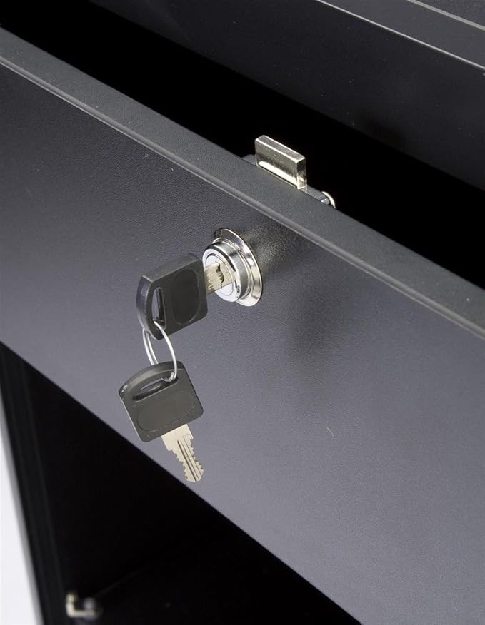 Black Laminate Cash Register Stand with Locking Drawer and Adjustable Shelf, 24 x 38 x 23-3/4-Inch,
