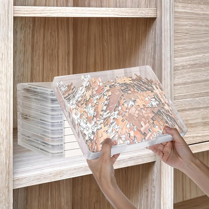 6 Pcs Clear A4 File Portable Project Case, Plastic Storage Box for 8.5" x 11" Letter Paper, Scrapbook Paper Storage Boxes Documents Magazines Holder with Buckle