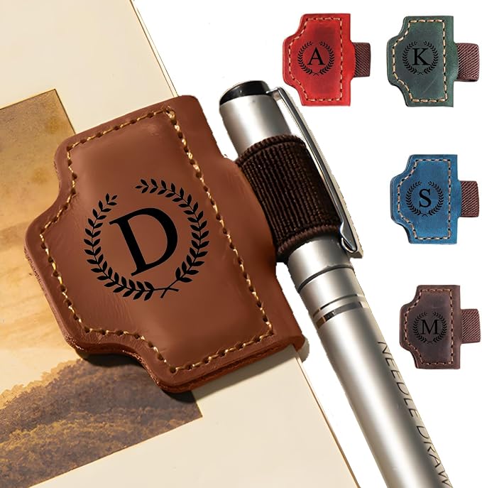 MOTEERLLU Custom Magnetic Bookmarks for Women Men, Leather Book Marker Gifts for Book Lovers, Readers, Teachers, Mom, Personalized Initial Bookmark Holder Page Marker for Reading