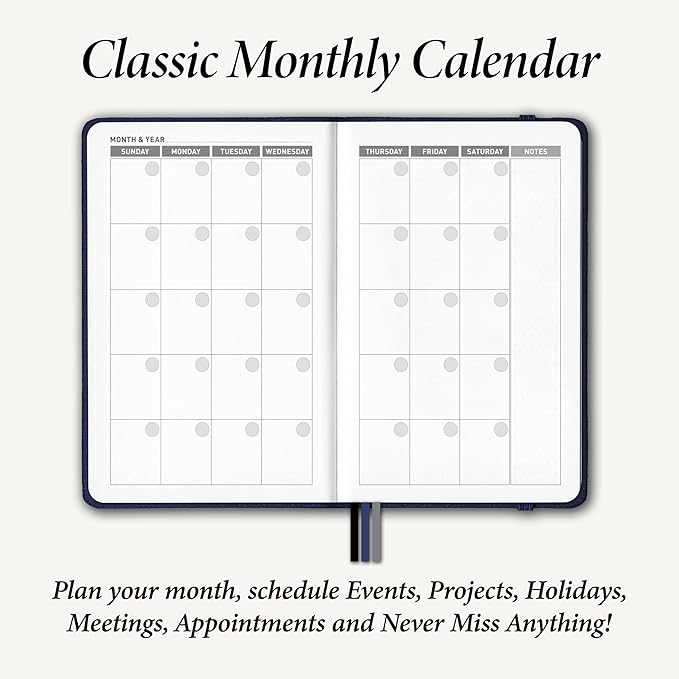 Monthly & Weekly Life Planner to Boost Productivity, Time Management and Hit Your Goals - High Performance Organizer & Gratitude Journal – Undated, 1 Year (12 Months), Hardcover, 5x8″ (Blue)