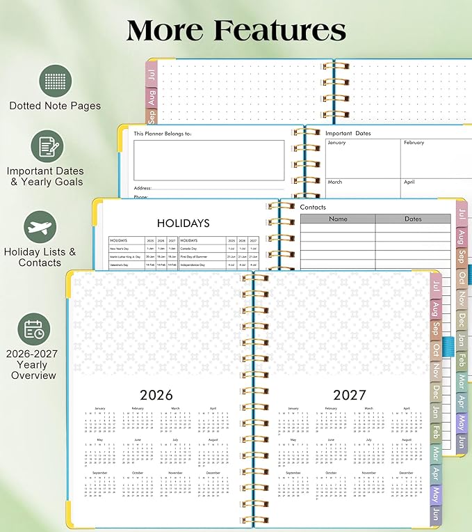 Academic Planner 2026-2027, Hardcover Weekly and Monthly Calendar Planner from July 2026 - June 2027, Daily Agenda Planners with Tabs, College School Organizer for Student Teacher, A4 (8.5" x 11"), Sky Blue