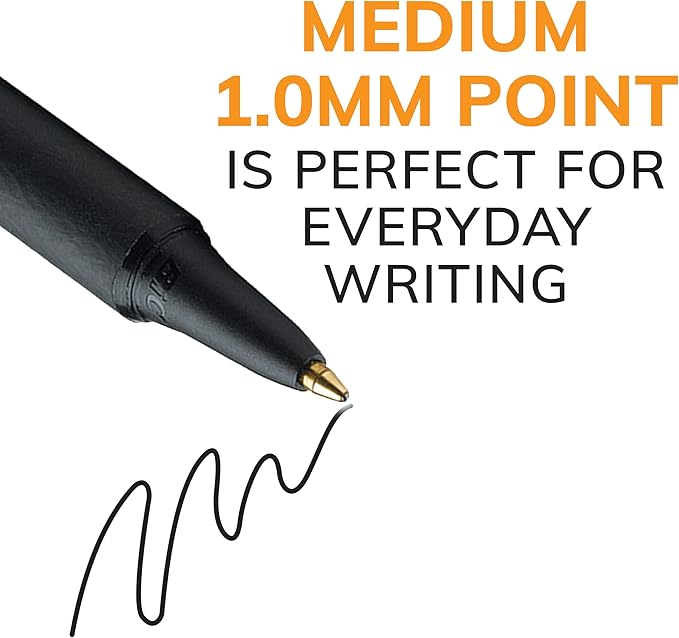 BIC Soft Feel Black Retractable Ballpoint Pens, Medium Point (1.0mm), 36-Count Pack, Black Pens With Soft-Touch Comfort Grip, Pack of 12