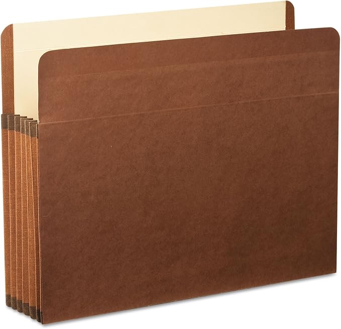 Pendaflex Premium Reinforced File Pockets, Letter Size, Brown, 5.25 inch Expansion, 5 per box (85545)
