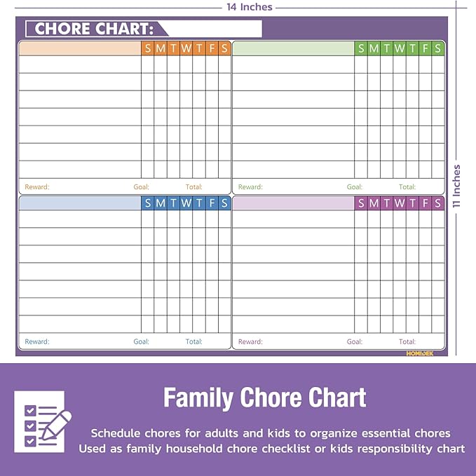 Magnetic Fridge Calendar Magnet, Dry Erase Whiteboard Calendar and Family Chore Chart for Adults with Magnetic List, Dry Erase Markers and Eraser - 14 x 11 Inches