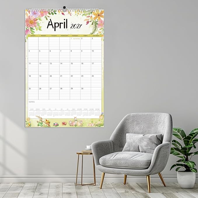 GuassLee Extra Large Wall Calendar 2026,36"x 24" Vertical Jumbo Hanging Wall Planner, 19-Month Aesthetic Large Calendar Jun. 2026 to Dec. 2027 with Thick Paper Watercolor Design for Easy Organizing