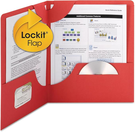 Smead Lockit Two-Pocket Heavyweight Folder, Letter Size, Red, 25 per Box (87980)