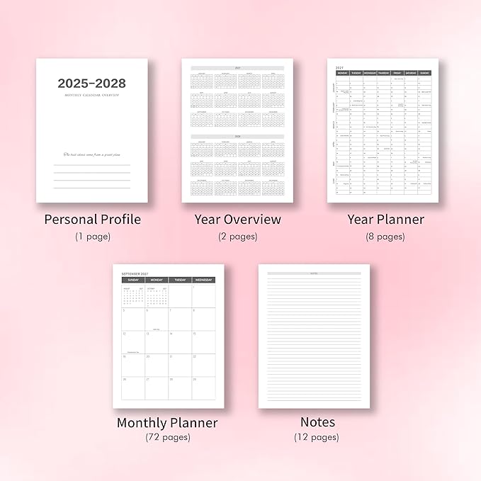 Monthly Planner 2025-2028, 2025 Calendar 36 Months Planner With Monthly Tabs, July 2025- June 2028, 8.5" x 11", 3 Years Academic Calendar Hard Cardboard Cover with Spiral Bound, Perfect for School & Office for Women & Men