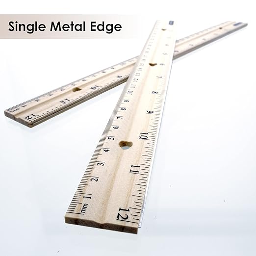BAZIC Products Wooden Ruler – Single Metal Edge Drafting Ruler for Measuring, Drawing & Crafting, Wooden Straight Edge Ruler for School & Office, 12 Inch, 288-Packs
