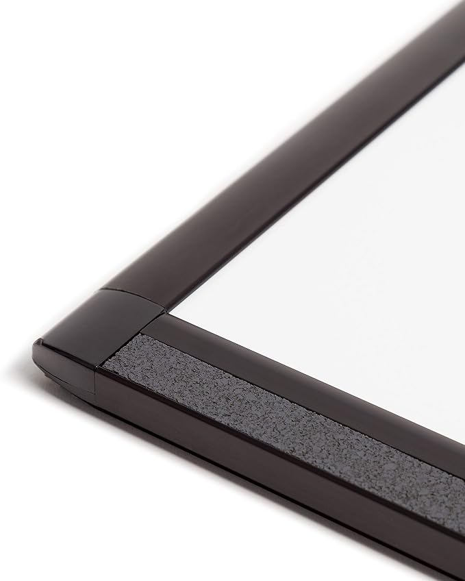 U Brands PINIT Magnetic Dry Erase White Board, Black Aluminum Frame with Pin Strips Across The Top and Bottom (24" W x 18" H)
