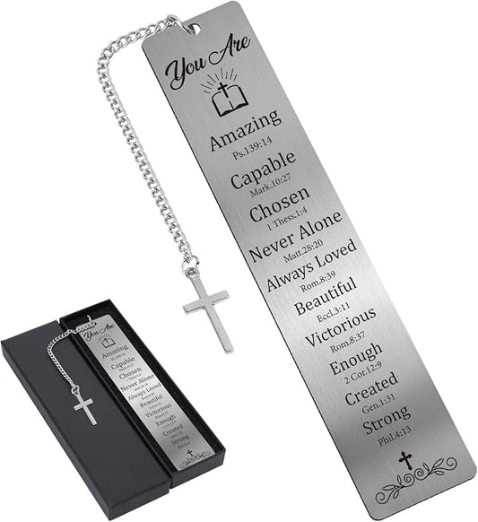 Bible Verse Metal Bookmark - Christian Bookmarks Cross Religious Bible Accessories Inspirational Book Markers Reading Women Birthday Christmas Confirmation Gifts Boys Girls Friends Kids