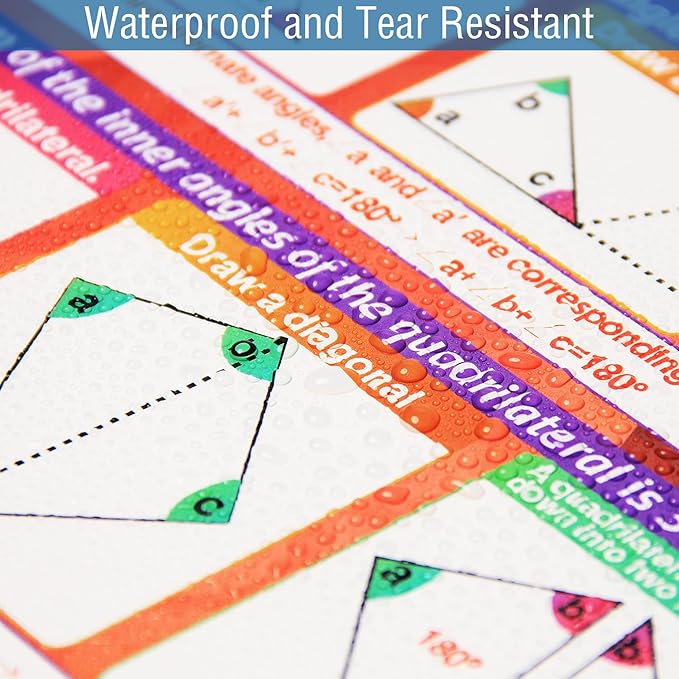 9 Pieces Math Geometry Posters Educational Angles Triangles Trigonometry Circle Math Classroom Decor for Middle School and High School Classroom Decorations or Homeschool Supplies,16 x 11 Inch