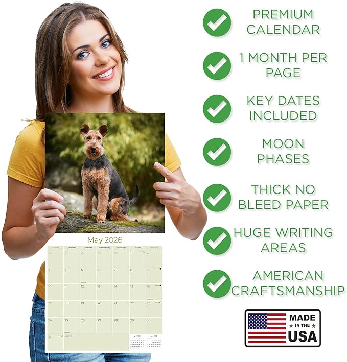 2025 2026 Welsh Terrier Calendar - Dog Breed Monthly Wall Calendar - 12" x 24" Open - Thick No-Bleed Paper - Giftable - Academic Teacher's Planner Calendar Organizing & Planning